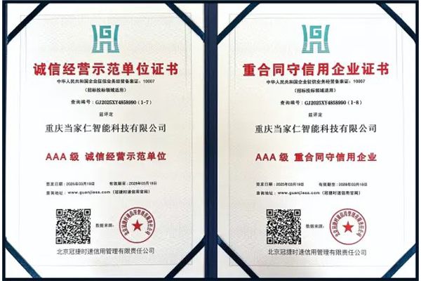 诚信经营示范单位证书