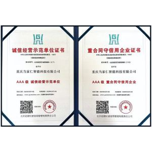 诚信经营示范单位证书